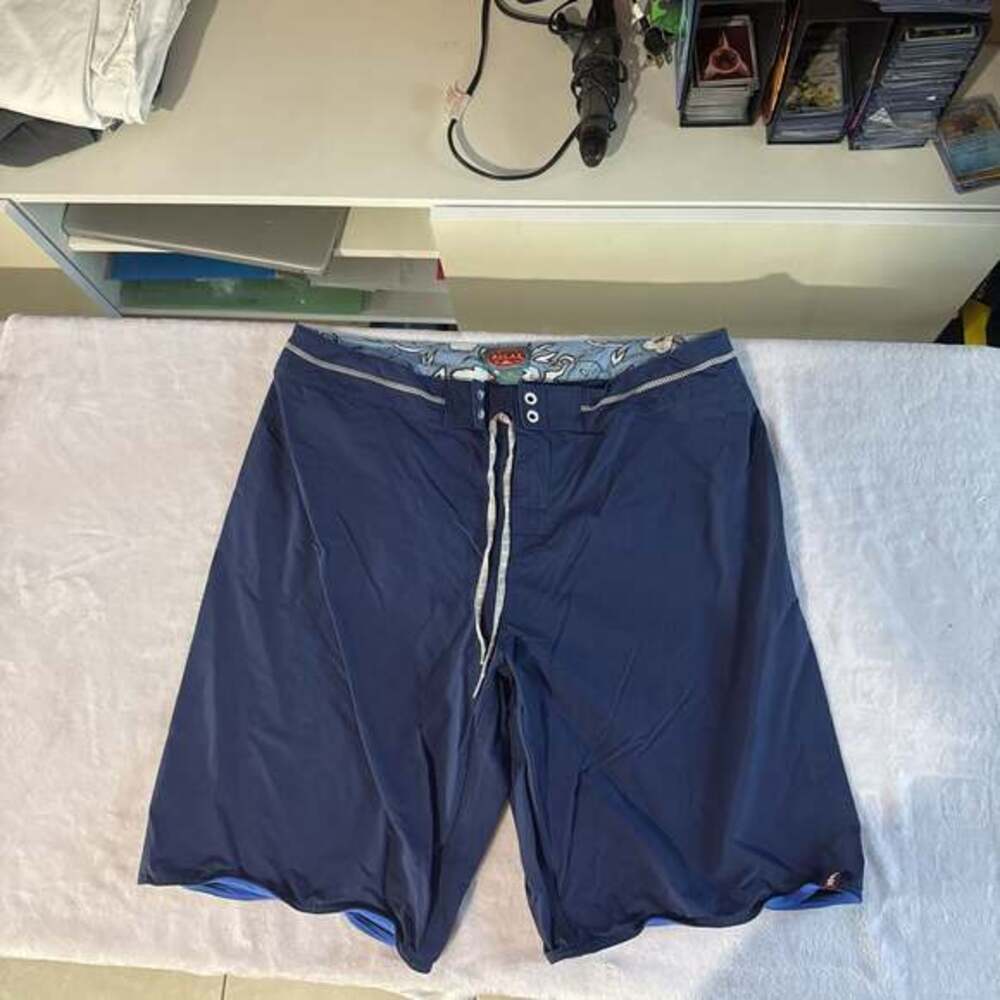 Tommy Bahama Relax Board Shorts Mens 38 Blue Nylon Drawstring Swim Trunks Adult